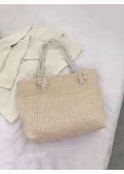 Woven Large Capacity Tote Bag Lightweight Shopping Shoulder Bag Summer Handbag Perfect For Travel Summer Women Bags For Vacation Holiday School Bag Large Capacity Portable For Teen Girls Women College