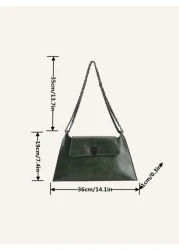 Fashionable And Elegant Street Vacation Solid Color Chain Vintage Tote Envelope Shoulder Bag Versatile For Shopping And