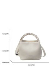 Fashion Joker Pu Waterproof Fabric Letter Pattern Design Metal Pendant Decoration Design Portable Square Bag Preparation Of Portable Elegant Handbag Business Commuter Bag Suitable For Work High End Fa