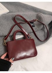 Wine Red Handbag Vintage Style Fashion Versatile Structured Zipper Closure Crossbody Bag PU Leather Suitable For Daily Commute Dating Gift Best Mothers Day Gifts Women