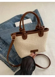 حقيبة تسوق ذات كتف واحد محبوكة 2025 للنساء، سعة كبيرة للأعمال اليومية والشاطئ والعطلات