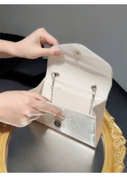 Women Classic And Elegant Pleated Design Clutch Bag With Flap Perfect For Formal Parties Romantic Weddings Dances And Evening Events Can Be Used As Handbag Envelope Bag Or Chain Bag Fits With Evening