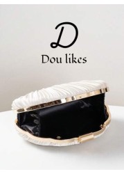 New Luxury Party Clutch Bag Shell Shaped Design Wrinkle Style Evening Bag Lady Handbag For Ceremony