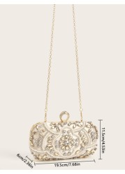 Glitter Handbag Glamorous Glitter Bling Sequin Luxury Shiny Gorgeous Rhinestone Decor Evening Box Clutch Bag Evening Bag Dinner Bag Faux Pearl Rhinestone For Party Girl Woman Bride Perfect For Party W