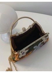 Embroidered Floral Tulle Sequin Patchwork Retro Chic Clutch Bag Elegant Women s Evening Handbag For Party Perfect For Party Wedding Prom Dinner Banquet Matching With Holiday Party Dress Evening Dress
