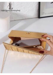 1pc Women s Fashionable Elegant Shiny Gold Pleated Evening Clutch Bag Decorated With Metallic Stripes Versatile Clutch Purse For Dignified Lady Suitable For Wedding Prom Nightclub Party Birthday Gift