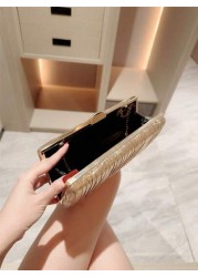 حقيبة كلاتش جلدية مزركشة بالبريق الذهبي ، حقيبة يد فخمة عصرية للسهرات الرسمية والحفلات والأمسيات والملابس ال