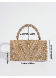 Evening Rhinestone Embellished Decorative Clutch Handbag European And American Style Women s Party Bag Fashionable Evening Bag Glamorous Rhinestone Bag