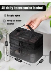 1pc Multi Functional Toiletry Bag Portable Makeup Storage Organizer Waterproof Cosmetic Pouch Large Capacity Travel Bag For Makeup Brushes Lipstick Nail Polish Jewelry Electronics Perfect Gift For Bir