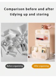 1pc New Fashionable Cute Travel Toiletry Bag Cosmetic Organizer Bag Hanging Makeup Bag Shower Room Accessory Portable Cosmetic Storage Bag Multi Functional Wet Dry Separation Foldable Waterproof Large