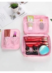 1pc Portable Travel Toiletry Bag Cosmetic Bag Large Capacity Waterproof Makeup Organizer Pouch Soft Dual Layer Cosmetic Bag Waterproof Makeup Bag Bathroom Decor Summer Makeup Organizer