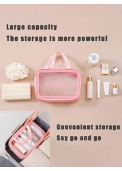 4pcs 1pc PVC Portable Cosmetic Bag Travel Makeup Organizer Pouch Waterproof Toiletry Bag Multi Functional Storage Bag For Lipstick Lip Liner Comb Makeup Brushes Eyeshadow Palette Toothpaste Skincare N
