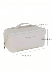 1pc PU Leather Waterproof Makeup Bag Cosmetic Organizer Portable Toiletry Bag Waterproof PU Skincare Pouch Large Capacity Double Layer Makeup Bag Makeup Organizer