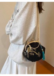 Summer Random Pattern Hanfu Style Crossbody Bag New Clip Mouth Handbag For Women