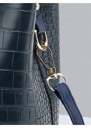 Large Capacity Lightweight Portable And Casual Fashionable Mini Crocodile Embossed Top Handle Bucket Bag Crocodile Embossed Bucket Bag Faux Leather Shoulder Bag Women s Fashion Bag