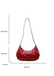 Niche Design Casual Versatile Minimalist Fashion PU Texture Shoulder Crossbody Handheld Crescent Bag