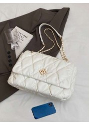 Women s Shoulder Bag Diamond Embroidery Line Flip Soft Bag Pillow Bag Large Capacity Portable Fashion Bag