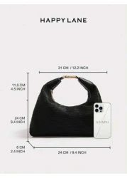 HAPPY LANE HAPPY LANE Luxurious Embroidered Floral Vintage Style Handbag With Red Yellow And White Delicate Flowers On A Black Background Fashionable Wide Handle With Metal Buckle Perfect For Everyday