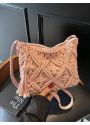 Handwoven Small Crossbody Bag For Women New Woven Shoulder Bag Niche Beach Casual Versatile Square Small Envelope Bag Fashion Crossbody Bag For Holiday Beach