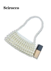 Pearl Handled Large Tote Bag With Bead Detail Shoulder Bag Or Underarm Bag