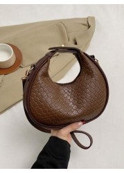 European American Fashion New Women Shoulder Bag Versatile PU Casual Handbag Elegant Shoulder Bag Personality Tote Bag Adjustable Strap Zipper Closure Can Hold Phone Simple Cosmetics Suitable For Ladi
