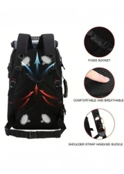 حقيبة ظهر سفر خفيفة الوزن واسعة ، حقيبة ظهر للتنزه مع فصل جاف وبلل ، حقيبة ظهر للتنزه في الهواء الطلق مع منفذ USB