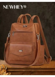 NEWHEY Backpack Purse For Men PU Leather Backpack Purse Designer Convertible Backpack Purse Waterproof Backpack Purses 13 3 Inch Men s Fashion Backpack Handbags For Work Travel College