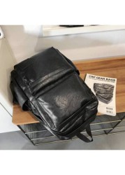 14 7inch Laptop Backpack Large Capacity Rucksack For School Teenagers Boys Men PU Leather Backpacks Male Schoolbag