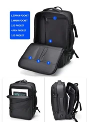 Men Backpack Rucksack Business Backpack With USB Charge Port 1pc Expandable Laptop Backpack Casual Multi Pocket Daypack Large Capacity Fashion Backpack High Quality Waterproof Oxford Male Travel Commu