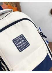 New Fashionable Large Capacity Color Blocking Versatile Large Capacity Backpack Korean Version Multi Pocket Commuting Backpack