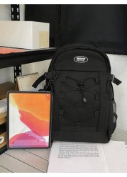 Large Capacity Backpack Simple Solid Color Schoolbag Rucksack Summer College Bag Dad School Bag Freshman Multi Functional Dorm University Gifts Fall Christmas Scream Bag Backpack Winter Christmas Gift