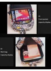 Unisex Fashion Shark Mouth Print Backpack Shoulder Bag Contrast Blue Lightning Graphic School Laptop Bag With Adjustable Strap Random All Over Printed