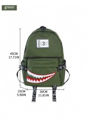 Street Fashion New Backpack Creative Large Shark Design Korean Style For High School College Students Casual Rucksack All Straps And Prints Letters Are Random School Backpack