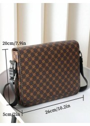 Flip Top Shoulder Bag European American Fashion Crossbody Bag Horizontal Large Capacity Business Casual Laptop Messenger Bag Floral Backpack
