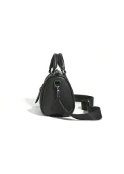 حقيبة رجالية أمريكية أنيقة صغيرة على الكتف، حقيبة بوسطن ذات طبعة هندسية على جلد PU كلاسيكي أسطواني، أسلوب شارع