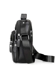 Men s Casual Genuine Leather Multifunctional Adjustable Shoulder Bag Black