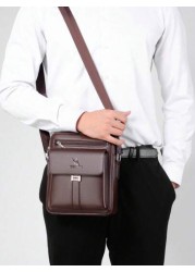 1pc Men s Shoulder Crossbody Waist Hand Chest Bag PU Water Proof Wear Resistant Material With Large Capacity Pockets Adjustable Strap Convenient And Portable New Fashionable Business Bag Ideal Gift Si