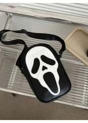 حقيبة كروس بو جلدية مع سحاب للتخزين الخارجي لعيد الهالوين