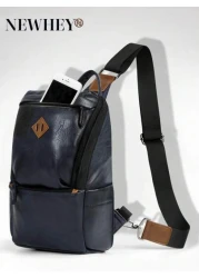 حقيبة صدر رجالية موضة، حقيبة كروس بدي رجالية مضادة للسرقة، حقيبة ظهر قابلة للضبط بحزام كتف مقاوم للماء وخفيفة