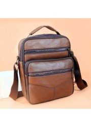 Top Grain Leather New Business Men s Messenger Bag Multi Layer High Capacity Lightweight Suitable For Commuting Travel Shopping Soft Texture Wear Resistant Waterproof