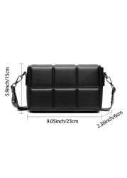 1pc New Arrival Checkered Pattern Pu Leather Bag Casual Business Shoulder Bag Crossbody Bag Sling Bag Side Bag Square Bag For Holiday Travel Essentials School Bag For College Students Hiking Winter La