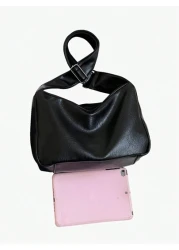 حقيبة كاجوال عصرية من الرجال من جلد PU مقاوم للماء بحزام عريض، بشكل مربع وحجرة واحدة للتنقل اليومي أو السفر، حق