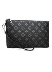 Portable Fashion Pu Leather Men Wallet Hand Bag Male Clutch Purse Large Capacity Coin Zipper Purses Money Bag Wash Bag Toiletry Bag Handbag For University Students For Outdoor Travel Work And School H
