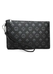 Portable Fashion Pu Leather Men Wallet Hand Bag Male Clutch Purse Large Capacity Coin Zipper Purses Money Bag Wash Bag Toiletry Bag Handbag For University Students For Outdoor Travel Work And School H