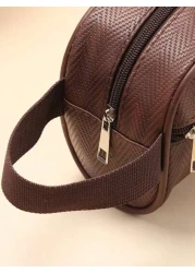 حقيبة غسيل للرجال مقاومة للماء لحفظ مستحضرات التجميل، من نمط جلد الليتشي البلاستيكي، حقيبة مكياج محمولة، منظ