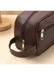 Men Waterproof Travel Toiletries Storage Bag PVC Lychee Pattern Cosmetic Bag Portable Makeup Organizer Male Zipper Handbags