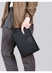 Men Single PU Embossed Clutch Wrist Bag Clutch Bag Hand Bag Wristlet Bag Purses Travel Work Summer Holiday Bag Multi Functional For Commute Undergraduates University Stylish Practical Portable Handbag