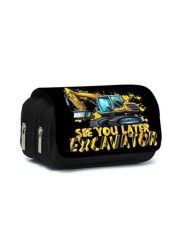 Truck Pattern Printed Double Layer Flip Pen Bag