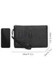 2023 New Men Wallet Pu Clutch Purse Male Hand Bag Crocodile Head Clutch Pack Black Bag Clutch Bag Hand Bag Office Supplies Vintage Gift Gift For Husband Dad Gift Valentines Thanksgiving Travel Winter