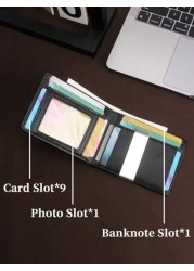 HOVI S Carbon Fiber Short Wallet Business Minimalist Card Holder RFID Blocking Anti Theft Two Fold Money Clip Wallet Mini Bag Small Bag